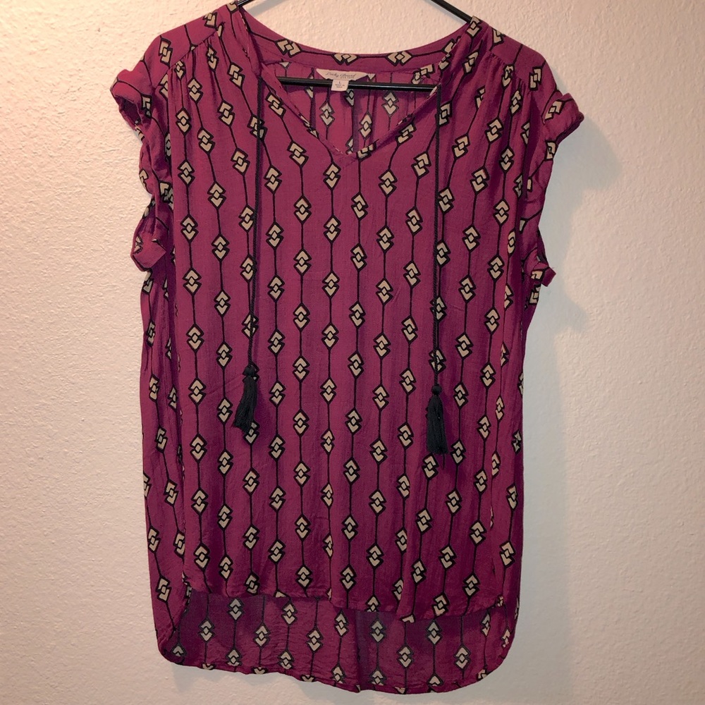 Pink/Tan/Black Lucky Brand Blouse